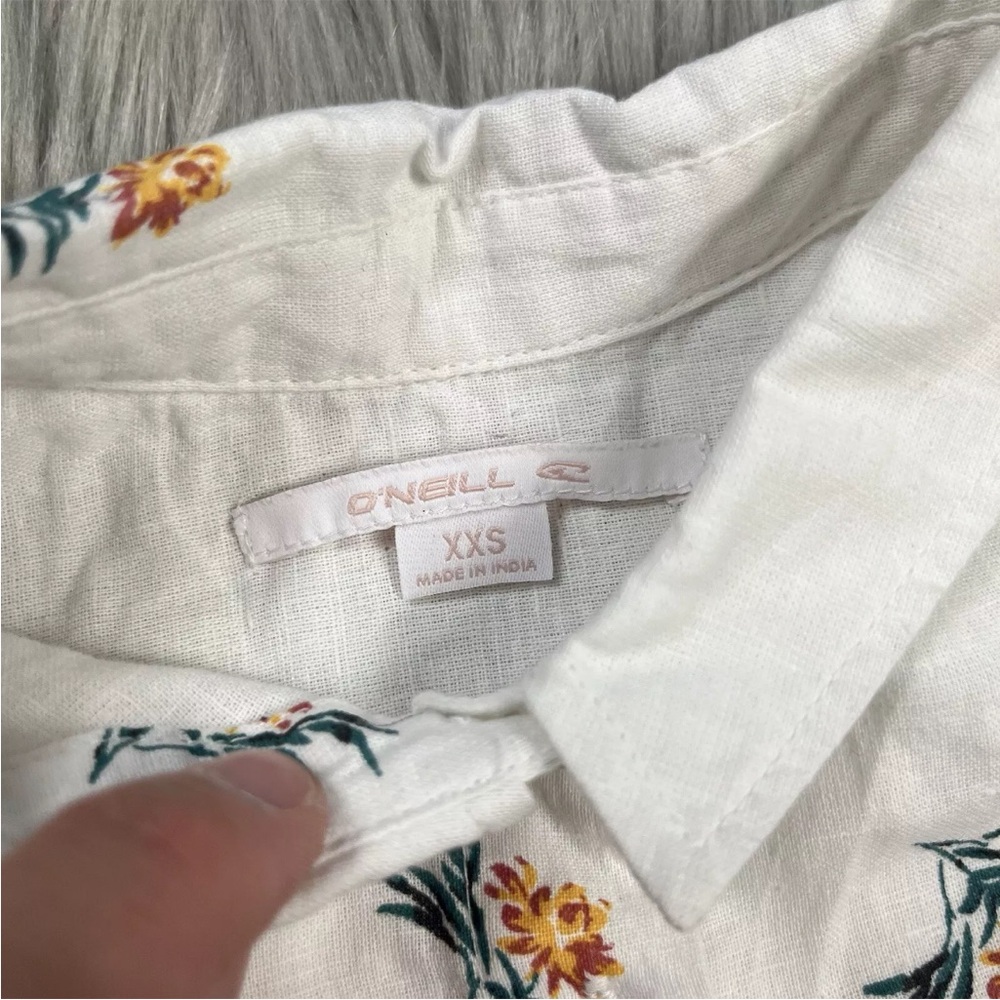 O’Neill Girls Floral Button Up Linen Blend Shirt XXS - Picture 3 of 7